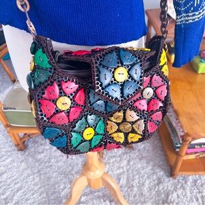 Vintage Style Purse | Wood Bead | Multi | Crossbody | Messenger | 40s Style